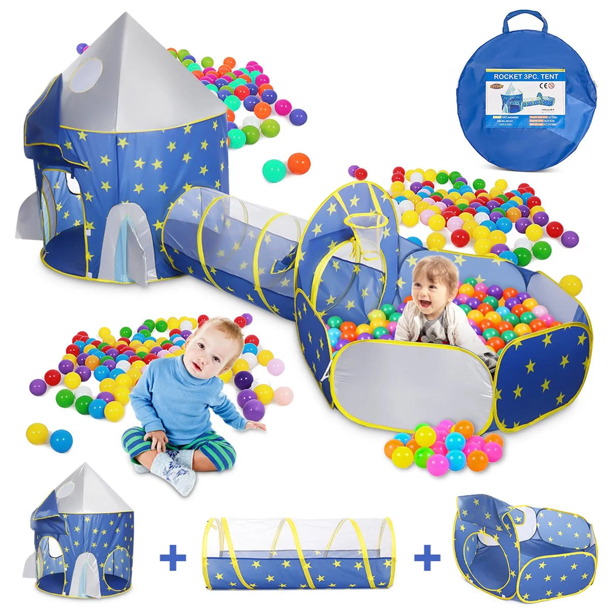 3-in-1 Kids Play Tent with Tunnel & Ball Pit – Indoor/Outdoor Toy (without Ball )